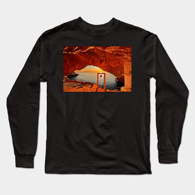 Holy sunset in Syros island Long Sleeve T-Shirt by Cretense72